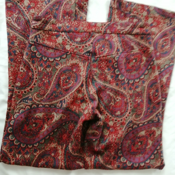 Free People Flare Jacquard Paisley High Rise Pants Size 4 - Picture 10 of 16